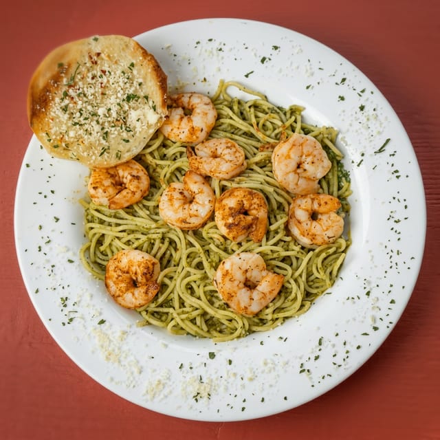 Shrimp Pesto Pasta.